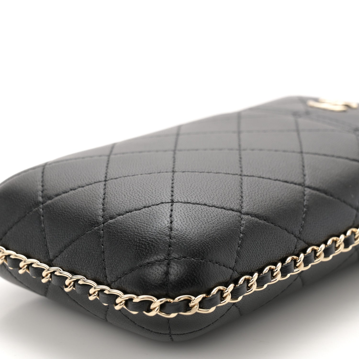 Chanel Lambskin Quilted Chain Around Phone Holder Black 10 of 11