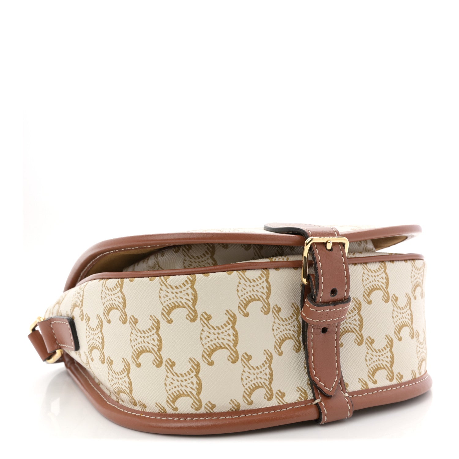 Celine Triomphe Canvas Medium Folco Bag White 4 of 11
