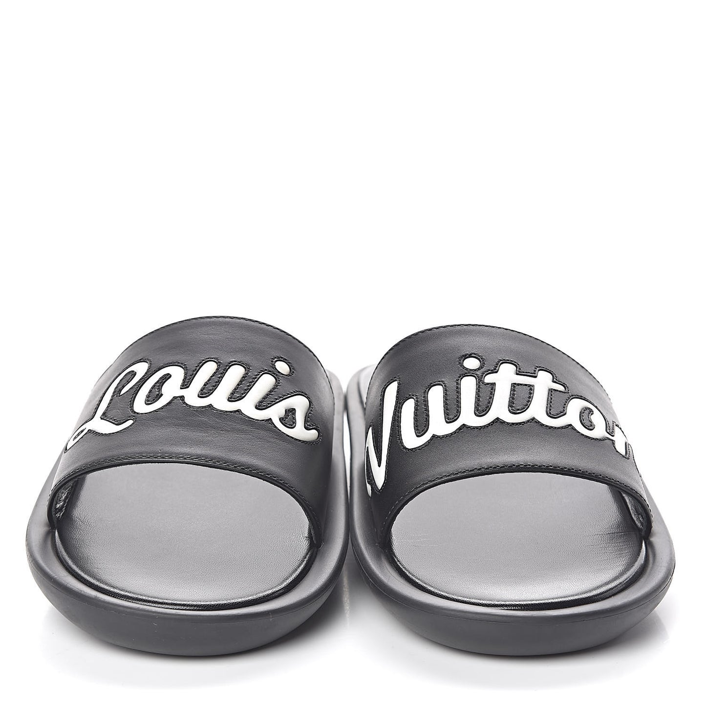 Calfskin Logo Sunbath Slide Sandals 40 Black