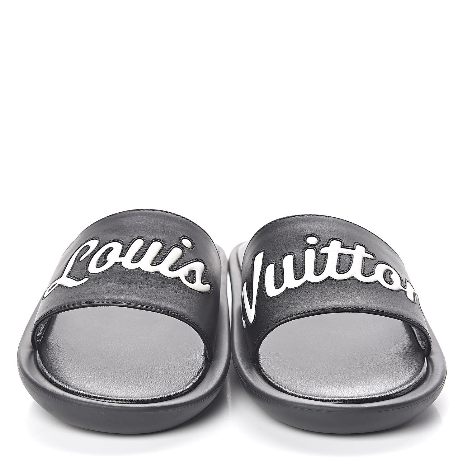 Louis Vuitton Calfskin Logo Sunbath Slide Sandals 40 Black 2 of 7