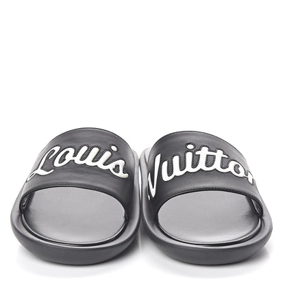 Louis Vuitton Calfskin Logo Sunbath Slide Sandals 40 Black 2 of 7