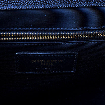 Saint Laurent Grain De Poudre Textured Mixed Matelasse Large Triquilt Monogram Satchel Black 6 of 13