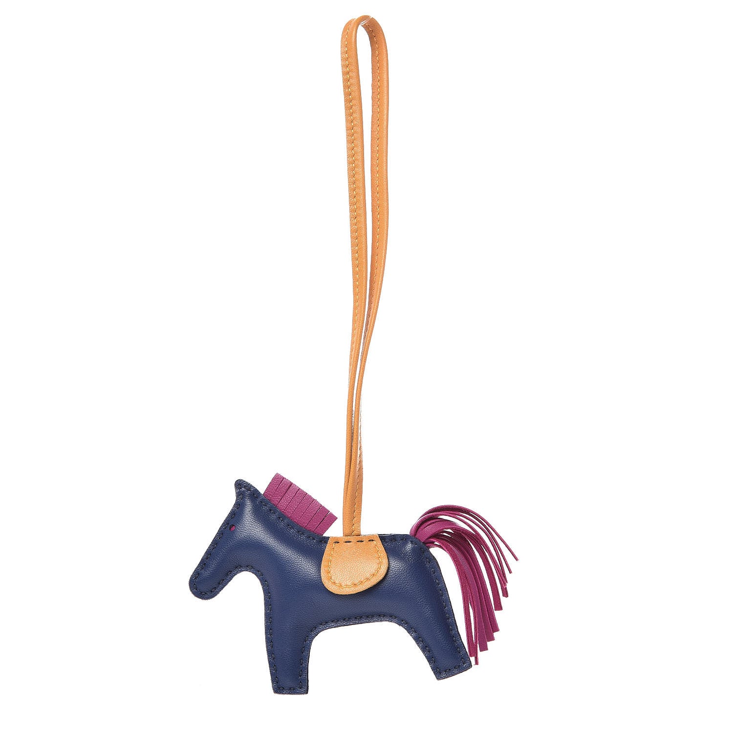 Hermes Milo Lambskin Grigri Rodeo Horse Bag Charm PM Bleu Saphir Rose Pourpre Bouton D'Or 1 of 4
