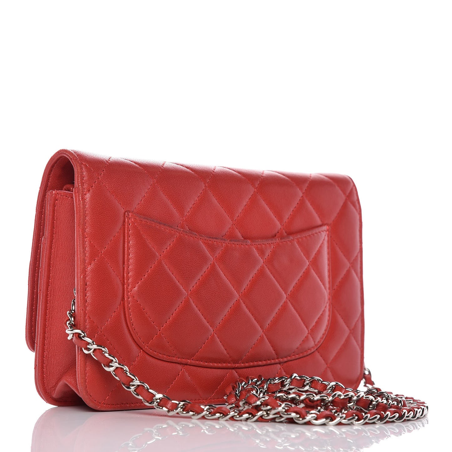 Lambskin Quilted Wallet On Chain WOC Red Pink