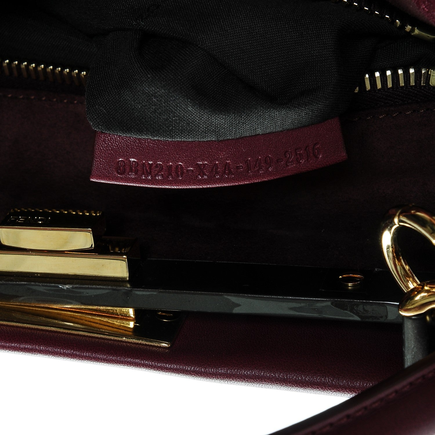 Fendi Vitello Dolce Marmol Large Peekaboo Iconic Satchel Bordeaux Graphite 7 of 7