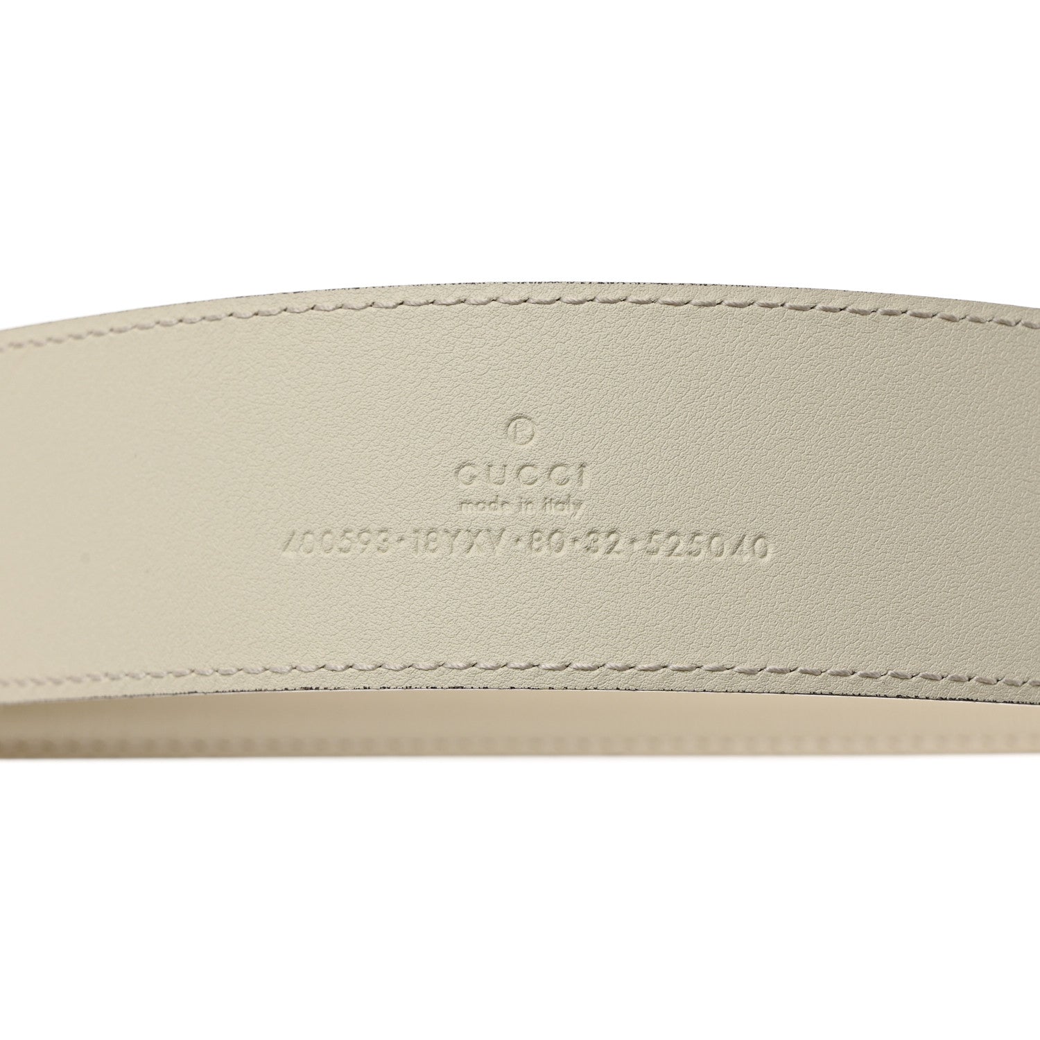 Gucci Azalea Calfskin Enamel Monochrome Double G 40mm Belt 80 32 Mystic White 3 of 6