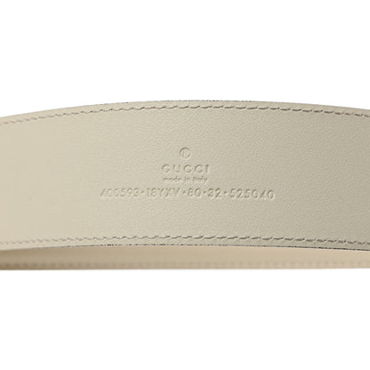 Gucci Azalea Calfskin Enamel Monochrome Double G 40mm Belt 80 32 Mystic White 3 of 6