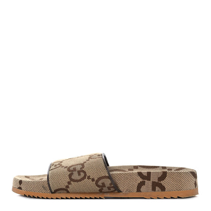 Gucci Monogram Jumbo GG Mens Slide Sandals 9 Camel Ebony 1 of 15