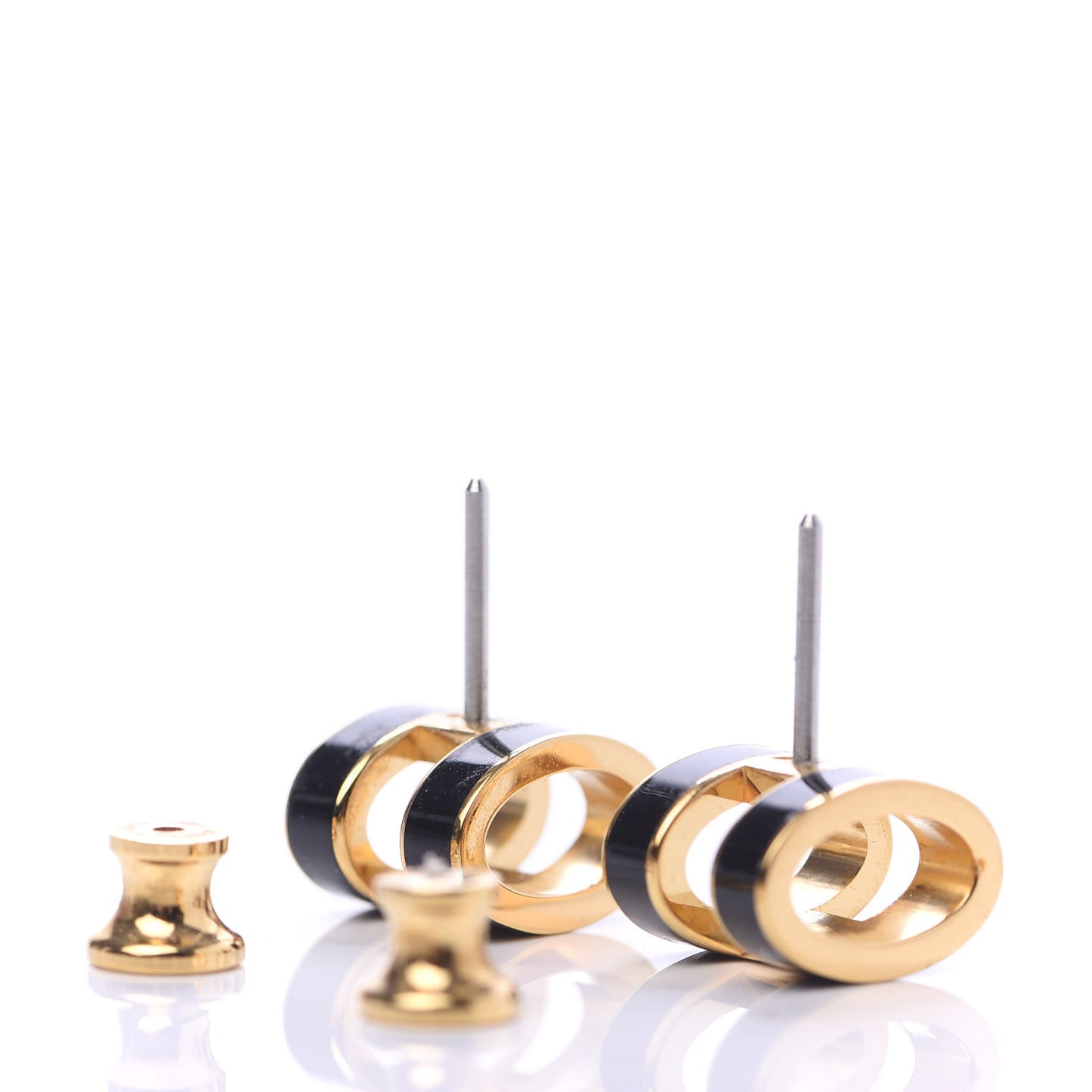 Gold Lacquered Pop H Earrings Black