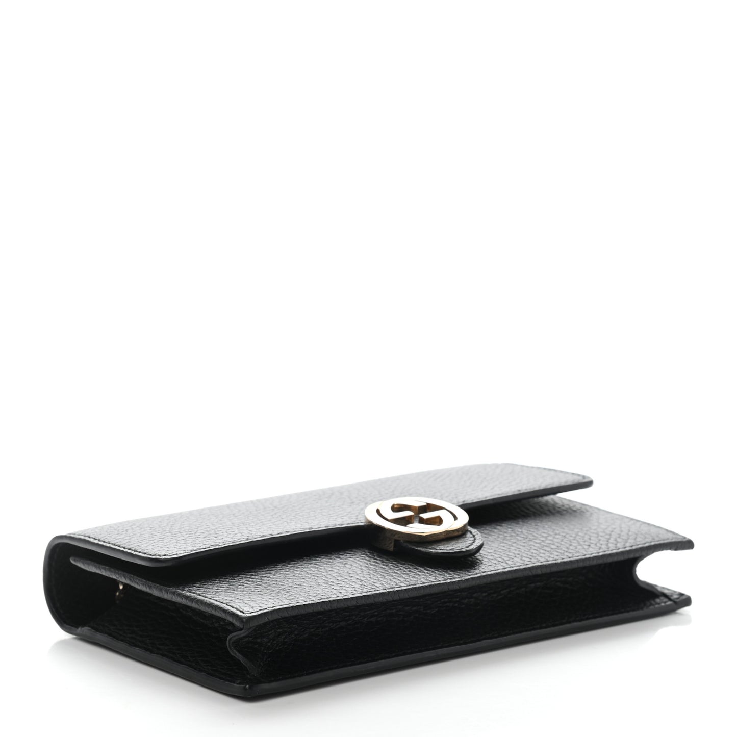 Dollar Calfskin Interlocking G Chain Wallet Black
