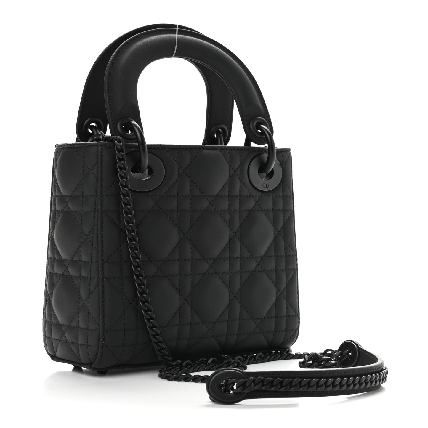 Ultra Matte Calfskin Cannage Mini Lady Dior Black