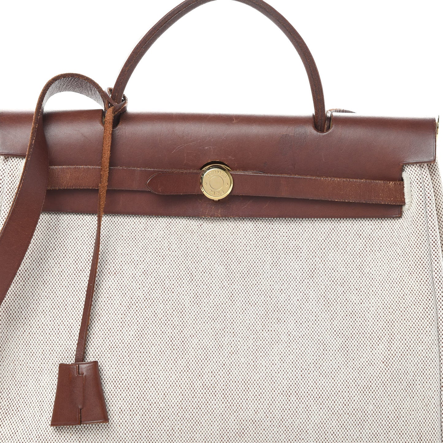 Toile Vache Calfskin Herbag 30 PM Natural Havane