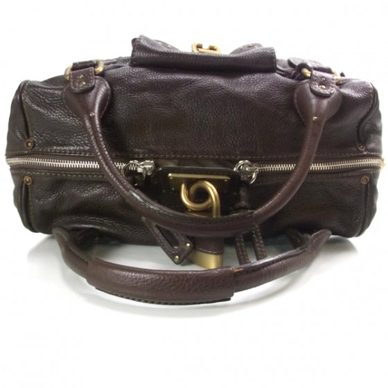 Chloe Leather Paddington Front Pocket Tote Dark Brown 5 of 16