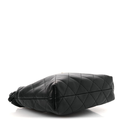 Chanel Lambskin Quilted Drawstring Clutch With Strap Black 4 of 12