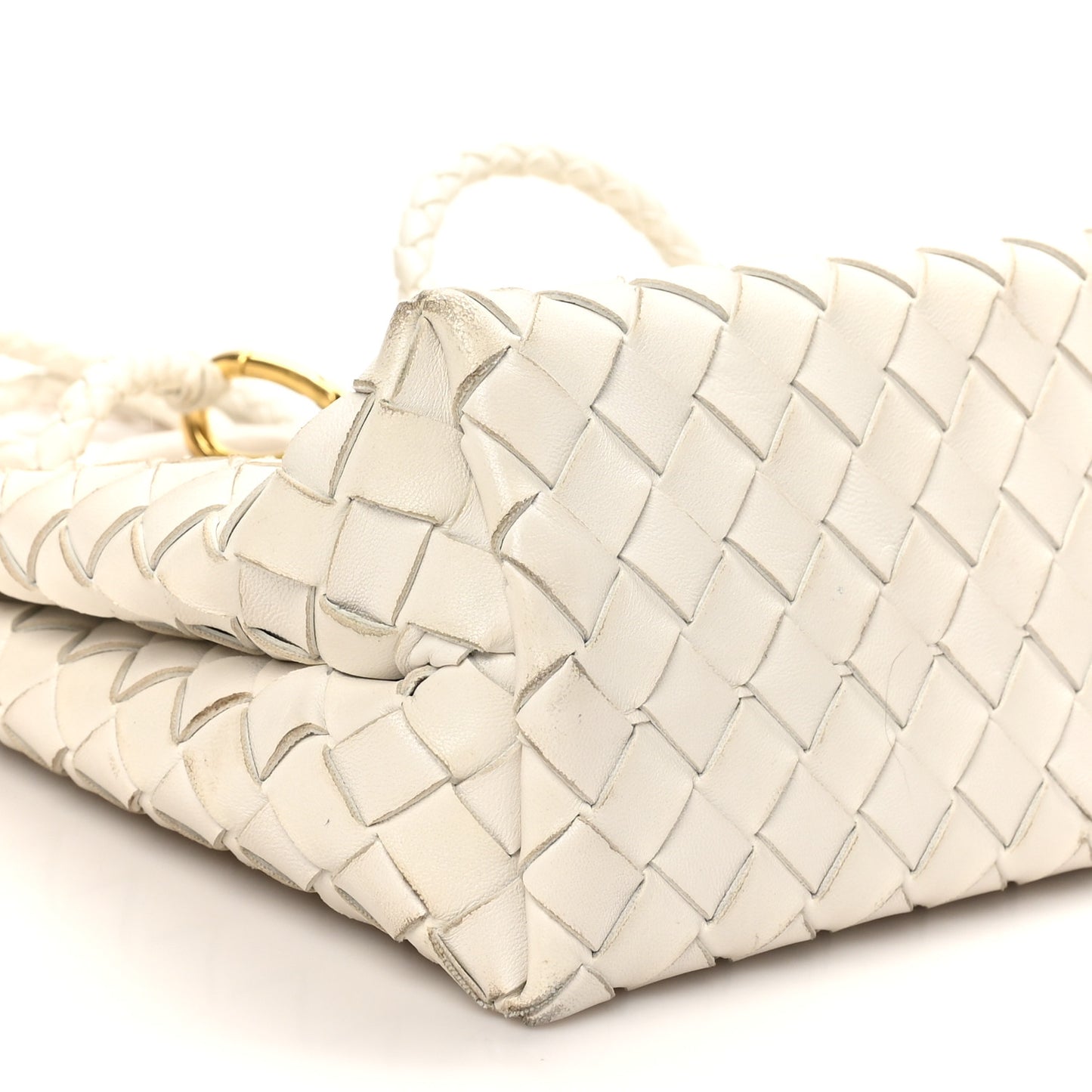 Nappa Intrecciato Small Andiamo Shoulder Bag White