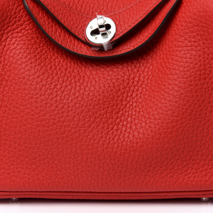 Hermes Taurillon Clemence Mini Lindy 20 Rouge De Coeur 8 of 8