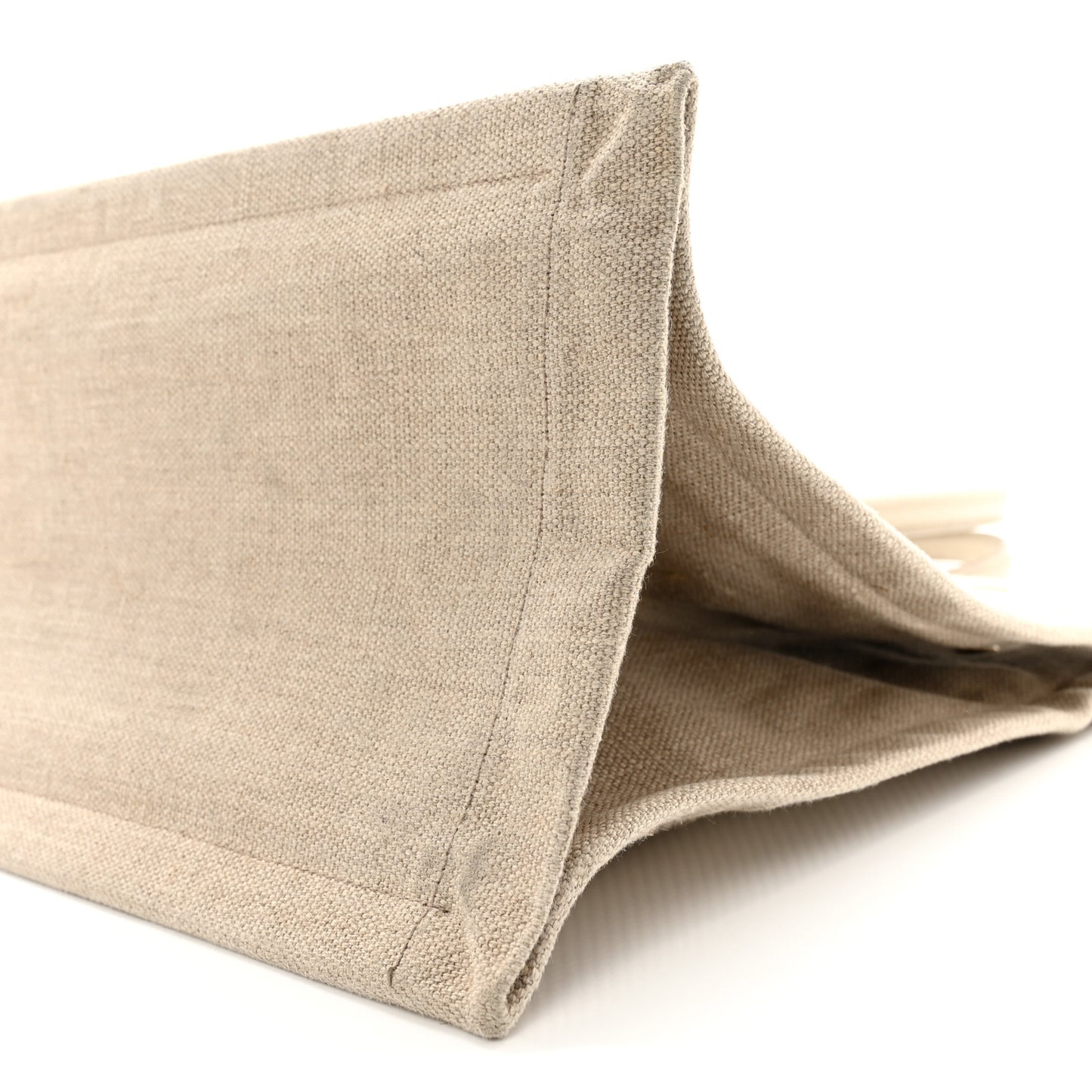 SAINT LAURENT Linen Calfskin Small Rive Gauche Tote Beige Sea Salt
