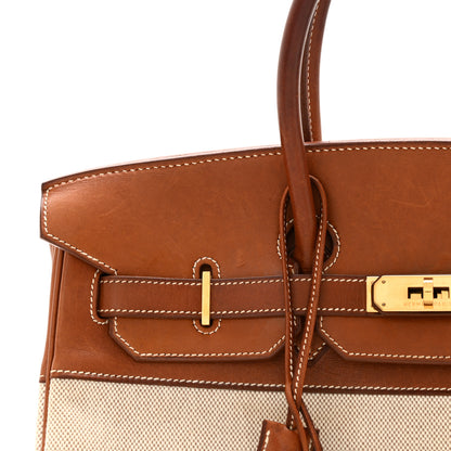 Hermes Toile Barenia Birkin 35 Fauve 13 of 19