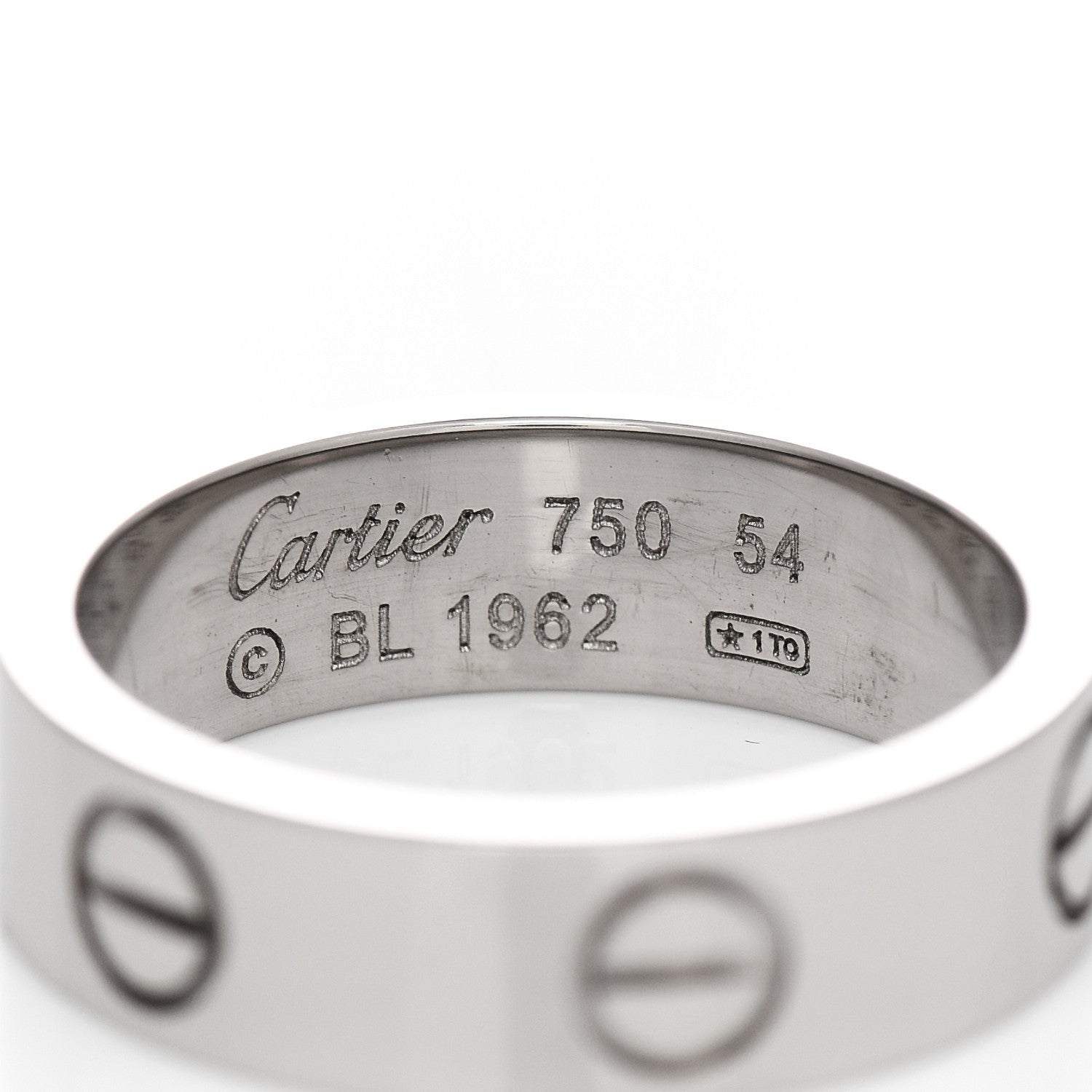Cartier 18K White Gold 5.5mm LOVE Ring 54 6.75 4 of 5