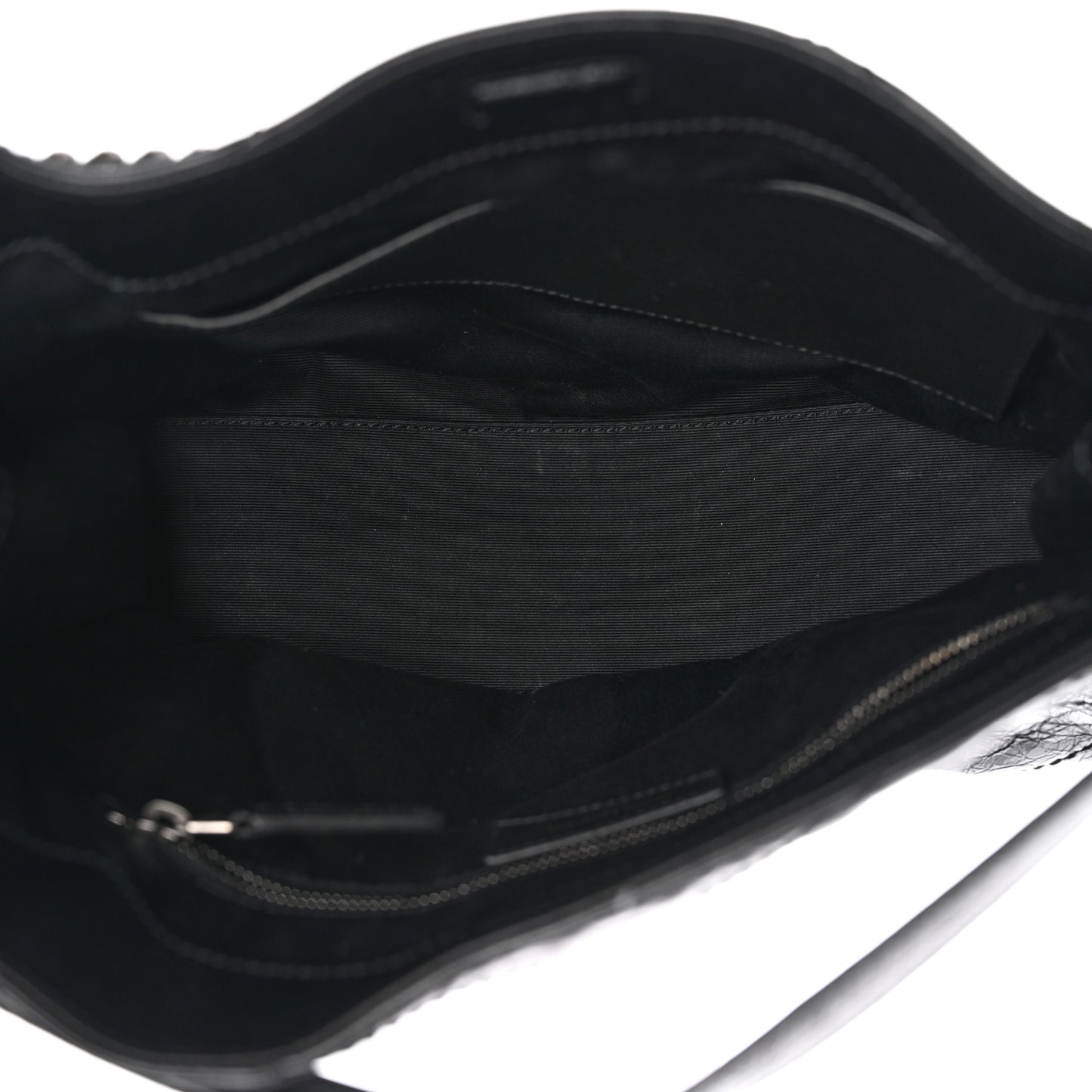 Crinkled Calfskin Matelasse Monogram Medium Niki Shopper Tote Black