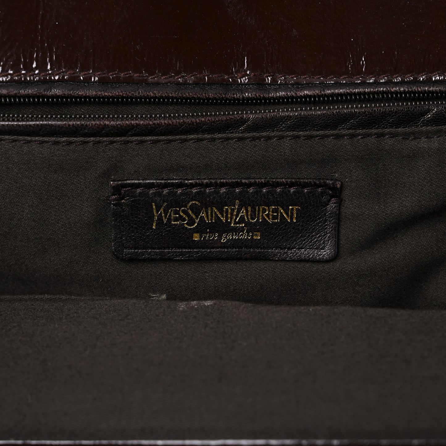Patent Crocodile Embossed Tribute Tote Brown
