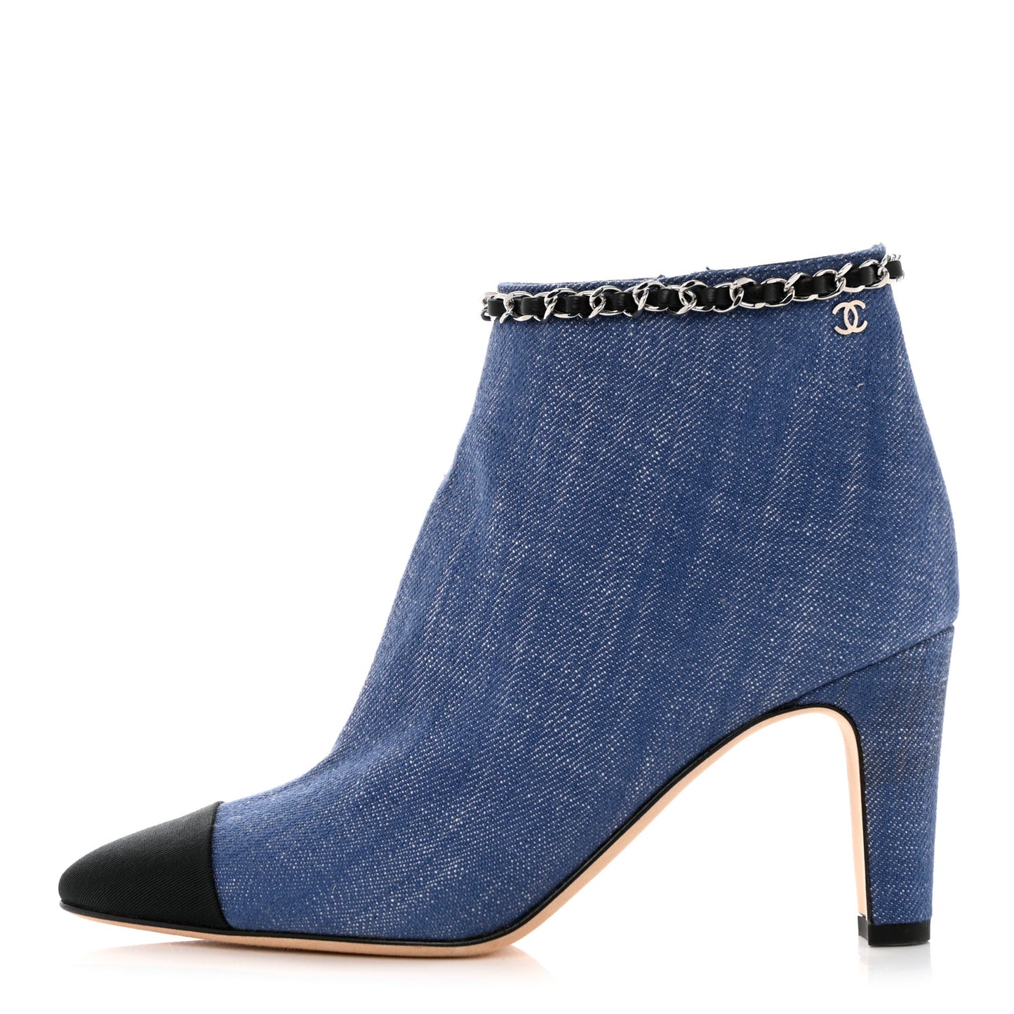 Denim Grosgrain Cap Toe Short Boots 35 Blue