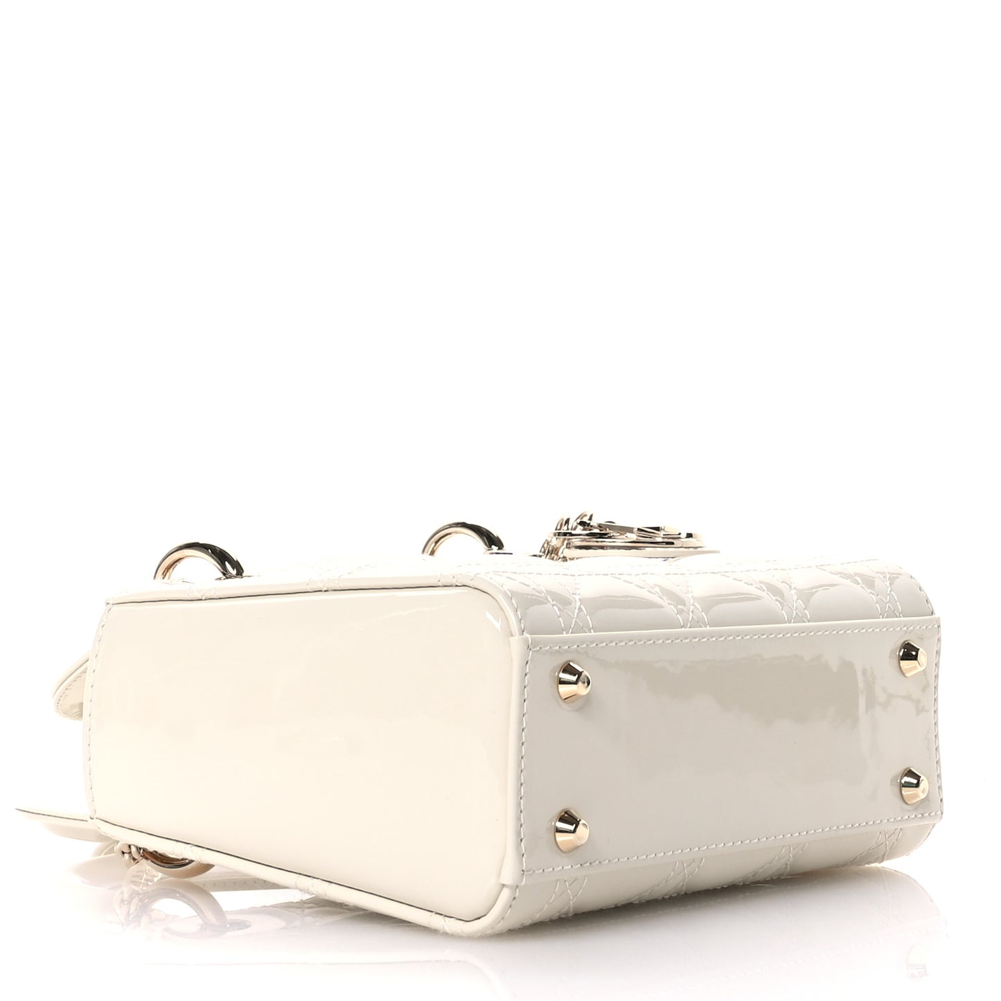 Patent Cannage Mini Lady Dior Latte