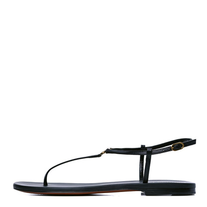 Christian Dior Lambskin Crystal Signature T-Strap Sandals 40 Black 1 of 4