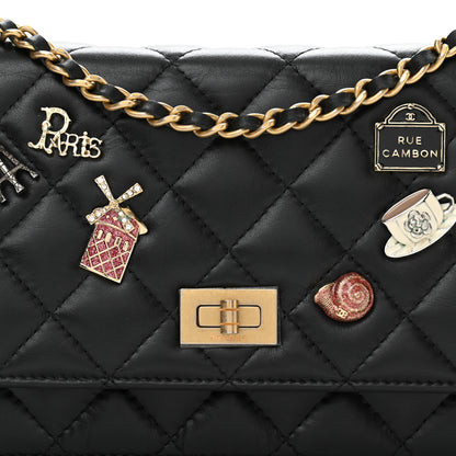 Chanel Aged Calfskin Quilted Lucky Charms 2.55 Reissue Wallet On Chain WOC Black 9 of 12