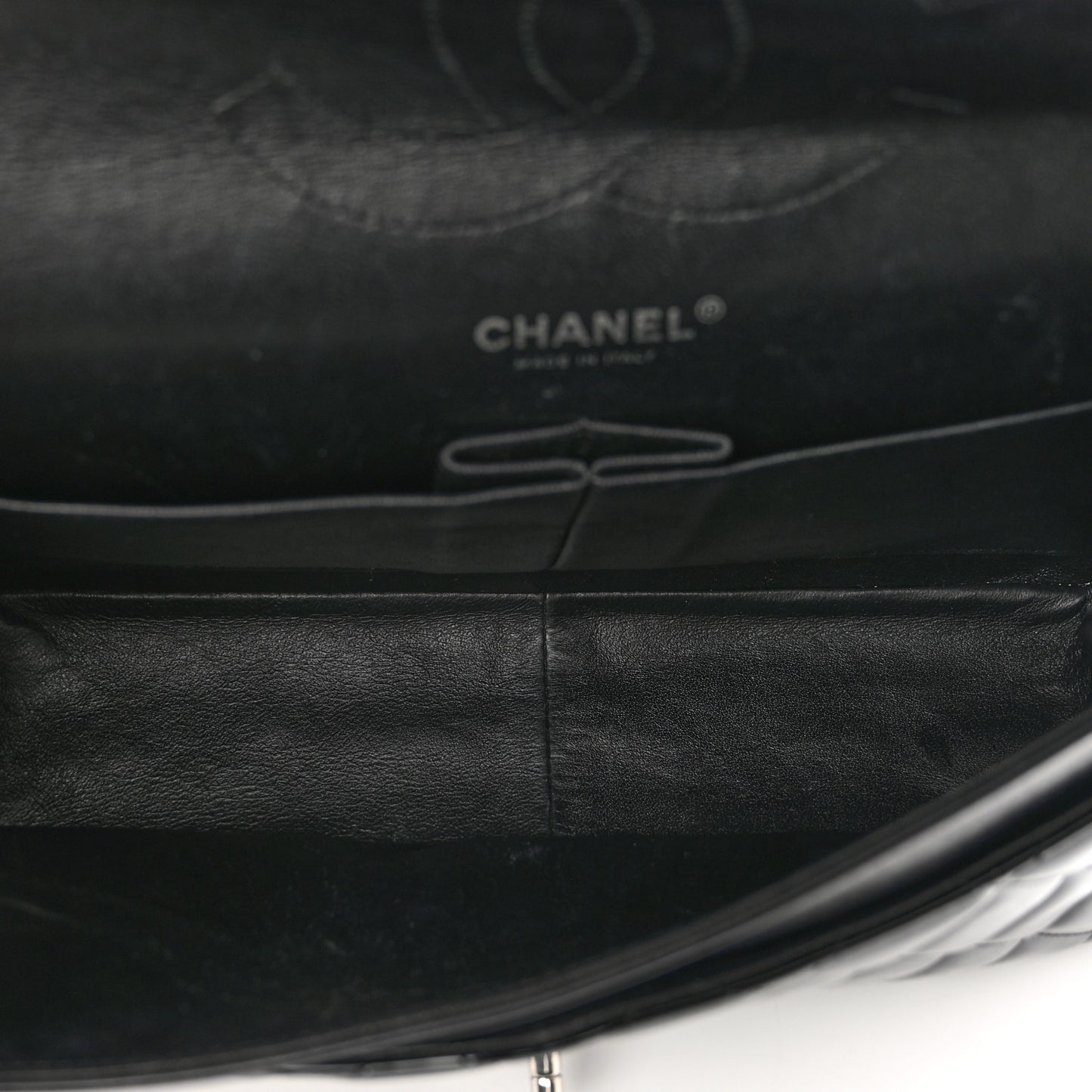 Patent Quilted Jumbo Double Flap Black