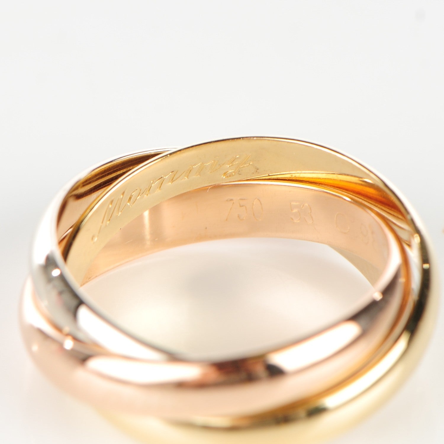 Cartier 18K Pink Yellow White Gold Classic Trinity Ring 53 6.25 7 of 9