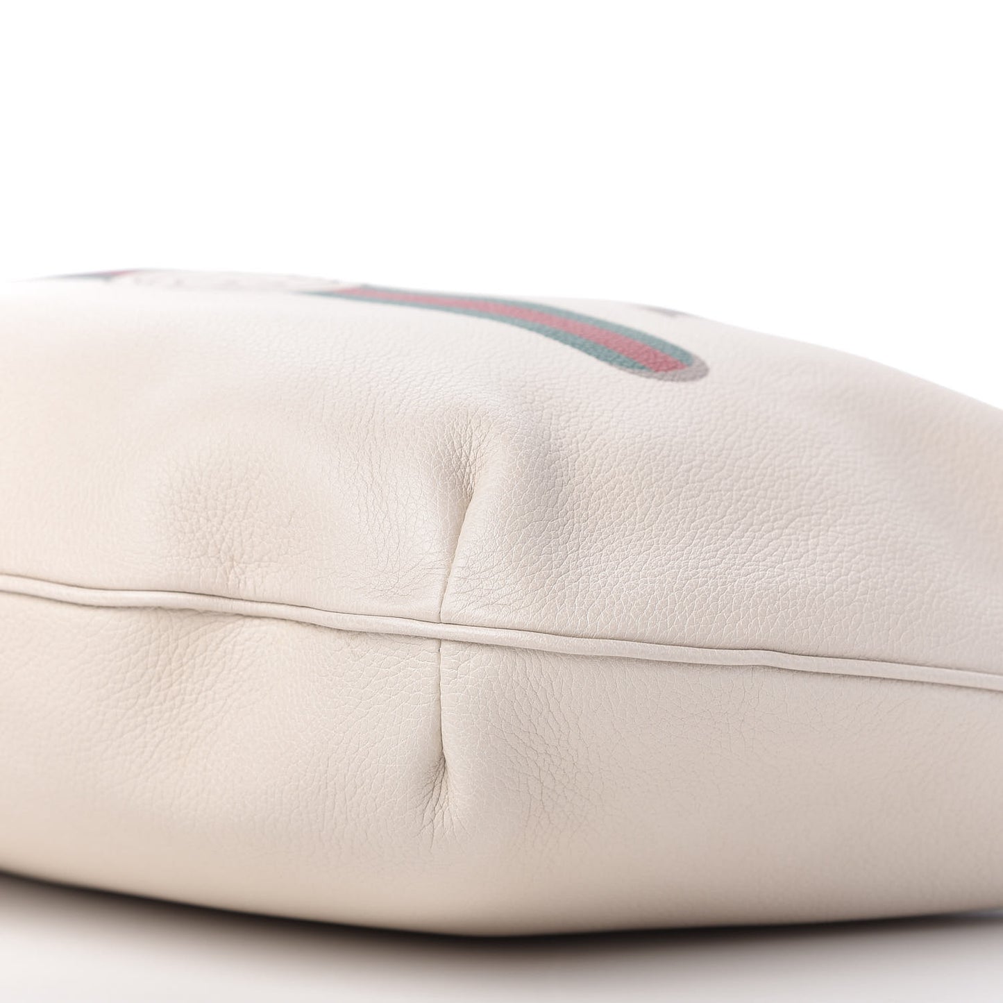 Grained Calfskin Logo Half Moon Hobo White