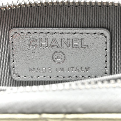 Chanel Gradient Metallic Calfskin Quilted Zip Around Coin Purse Wallet Silver Blue Yellow Purple 6 of 9
