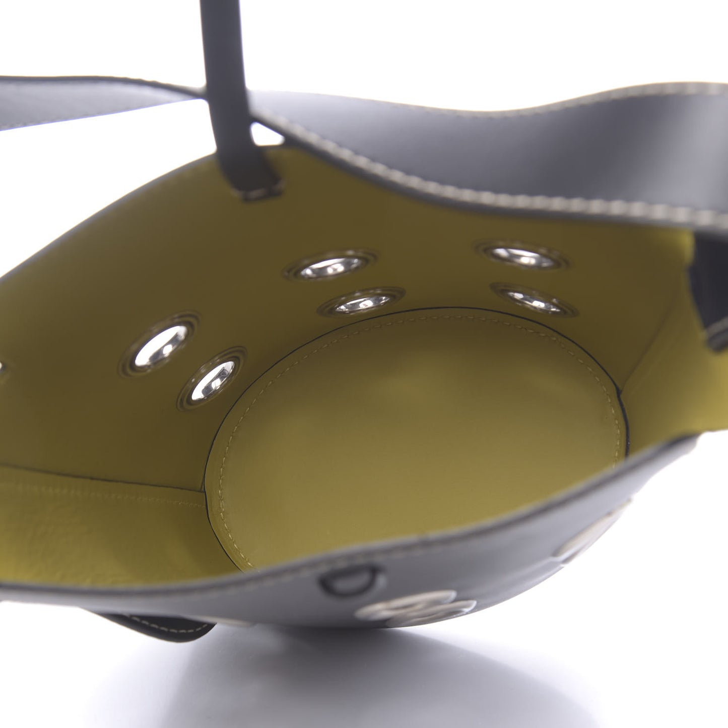 Calfskin Grommet Mini Bucket Bag Black