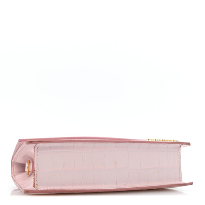 Jacquemus Calfskin Crocodile Embossed Le Chiquito Long Pale Pink 4 of 11