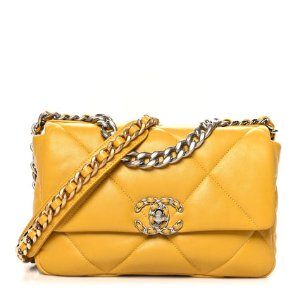 Chanel Lambskin Quilted Medium Chanel 19 Flap Yellow 1 of 10