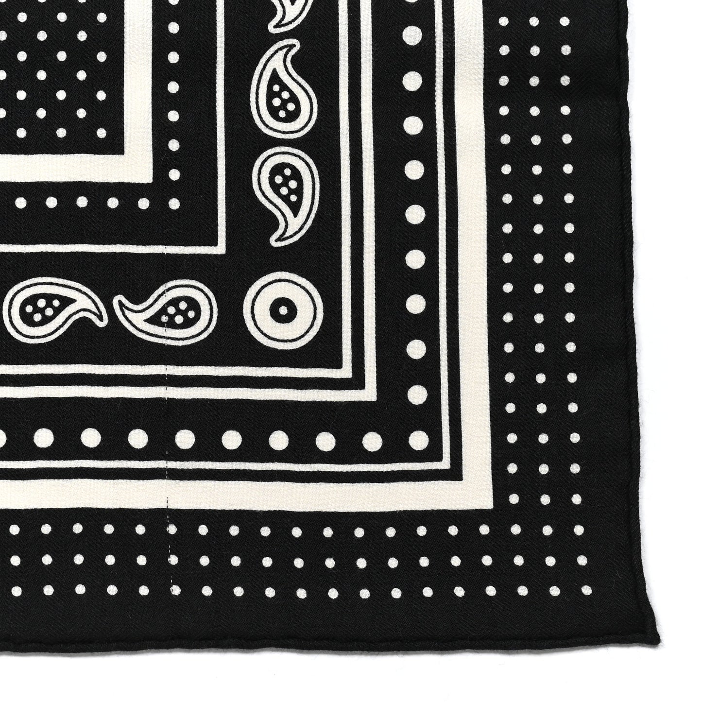 Cashmere Silk Les Cles Bandana Shawl 140 Black White