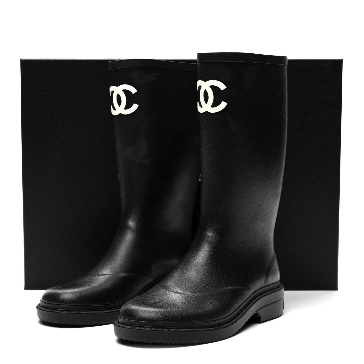 Chanel Caoutchouk CC High Boots 38 Black 9 of 9