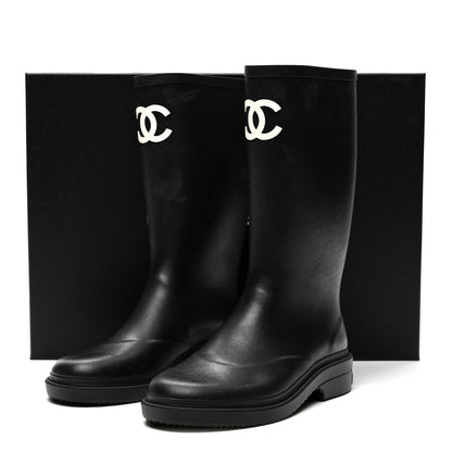 Chanel Caoutchouk CC High Boots 38 Black 9 of 9