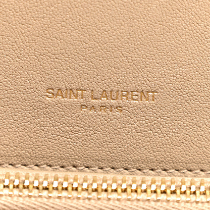 Saint Laurent Sheepskin Matelasse Chevron Monogram Medium College Bag Dark Beige 6 of 10