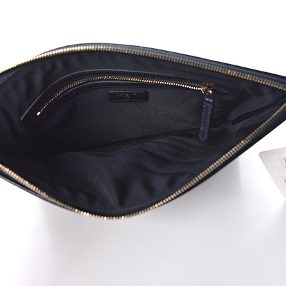 Chanel Caviar Quilted Medium Vintage Mademoiselle Cosmetic Case Navy Blue 5 of 8