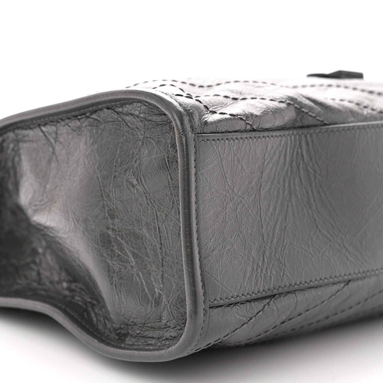 Saint Laurent Crinkled Calfskin Matelasse Monogram Medium Niki Shopper Tote Smog 9 of 10