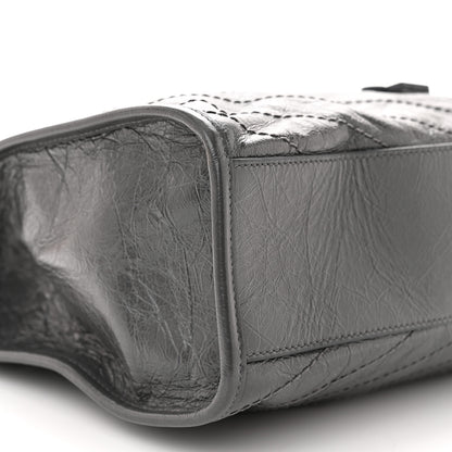 Saint Laurent Crinkled Calfskin Matelasse Monogram Medium Niki Shopper Tote Smog 9 of 10