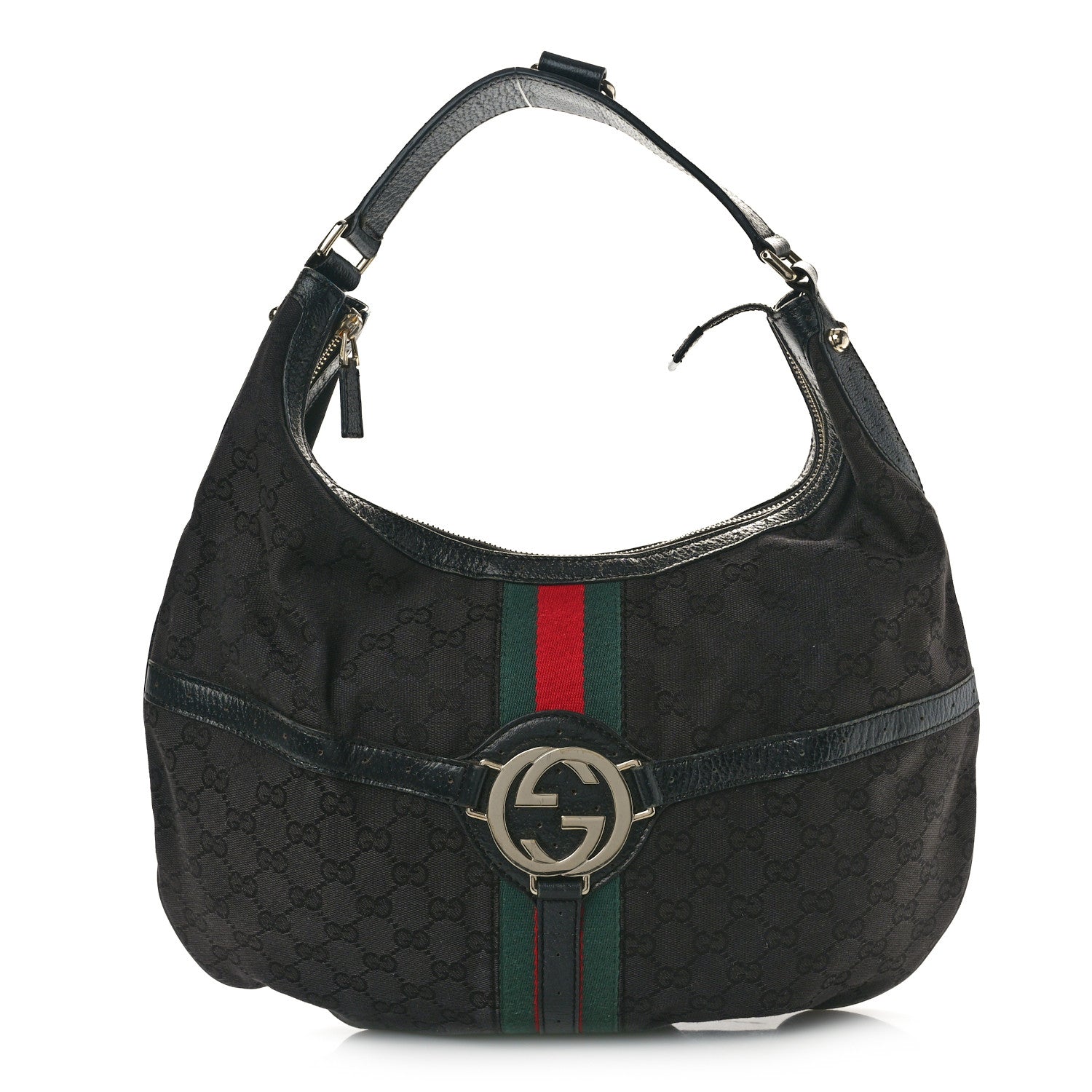 Gucci Monogram Web GG Reins Hobo Black 1 of 13