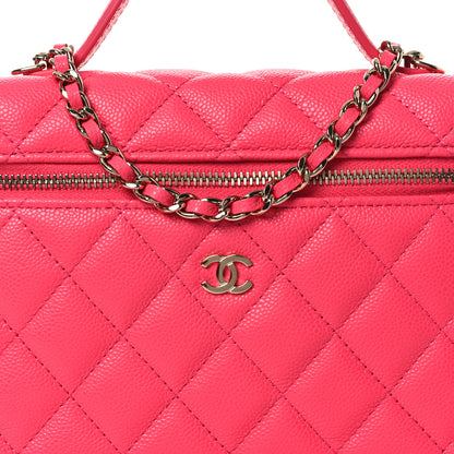 Chanel Caviar Quilted Top Handle Slim Vanity With Chain Fuchsia 8 of 10