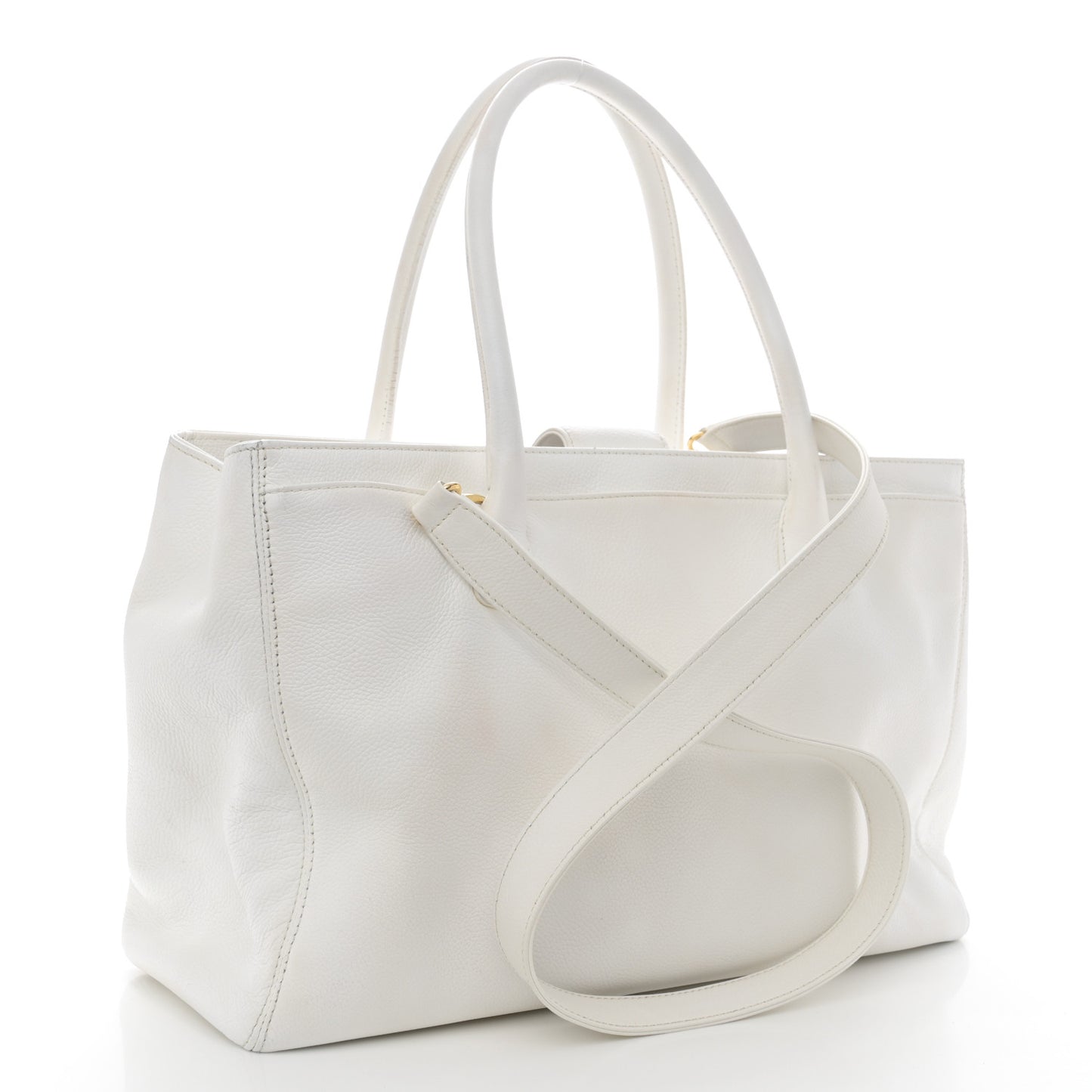 Calfskin Cerf Executive Shopper Tote White