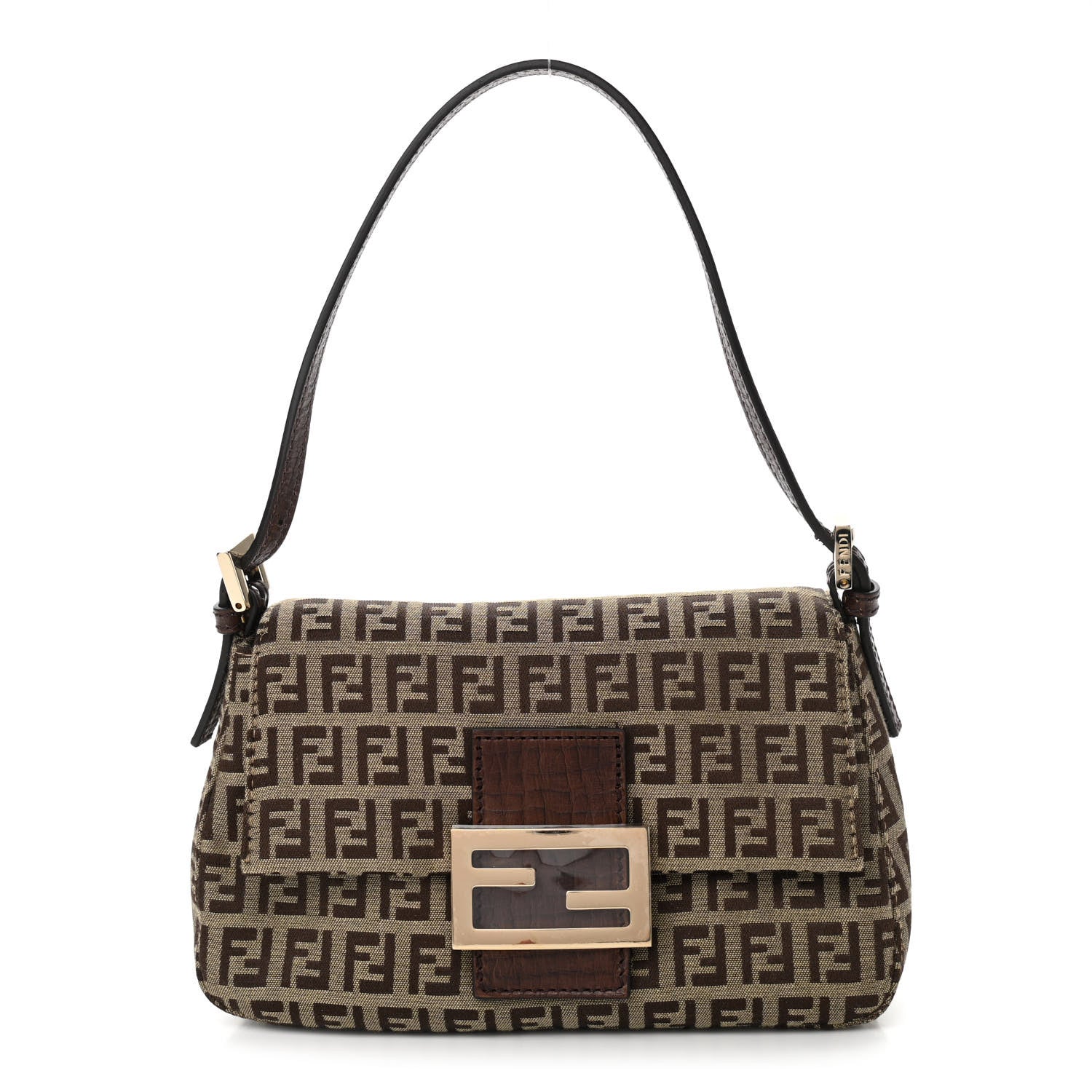 Fendi Zucchino Vitello Mini Mama Baguette Mogano Panna Bruciato 1 of 13