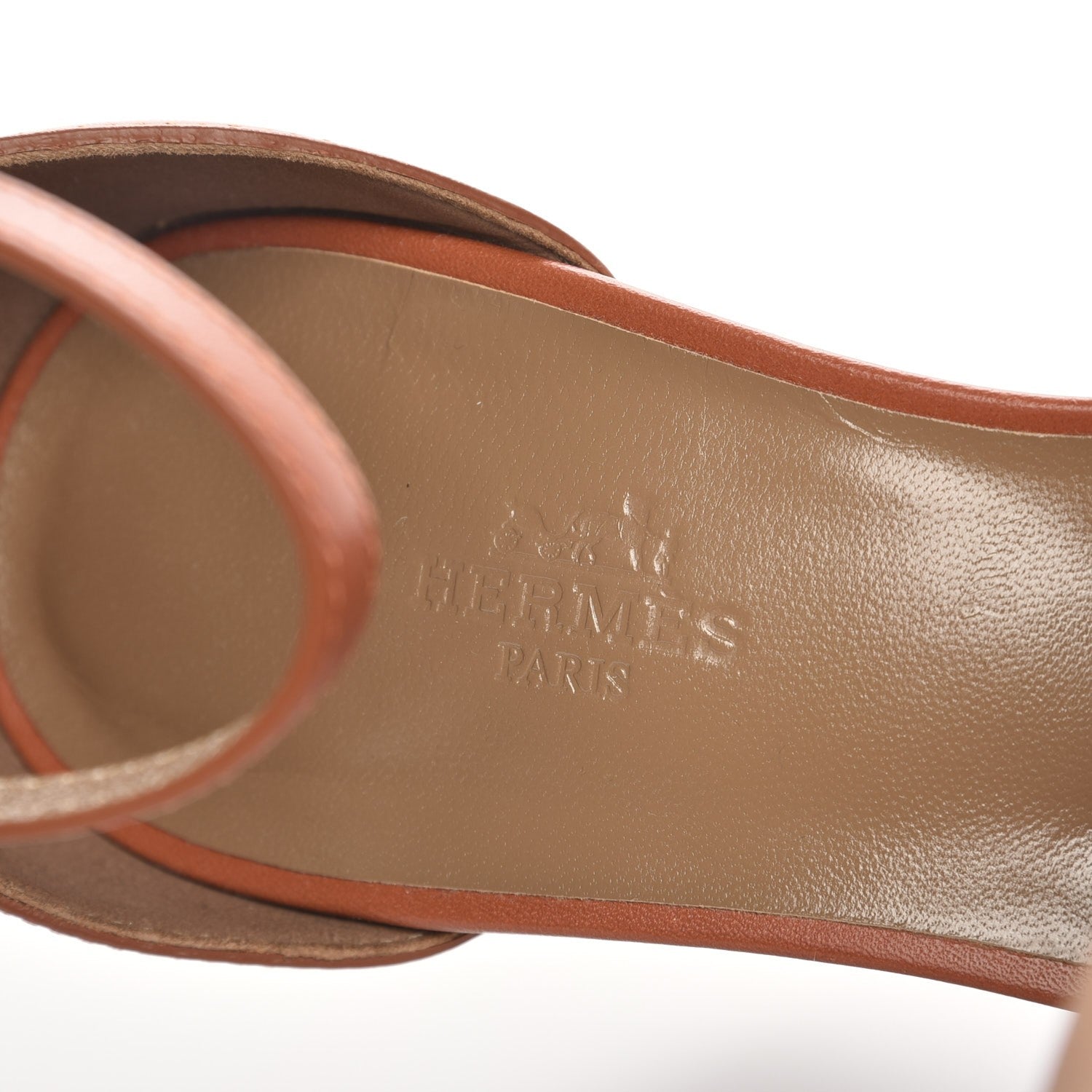 Hermes Calfskin Legend Wedge Sandals 38.5 Gold 8 of 10
