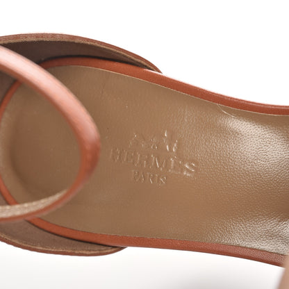 Hermes Calfskin Legend Wedge Sandals 38.5 Gold 8 of 10
