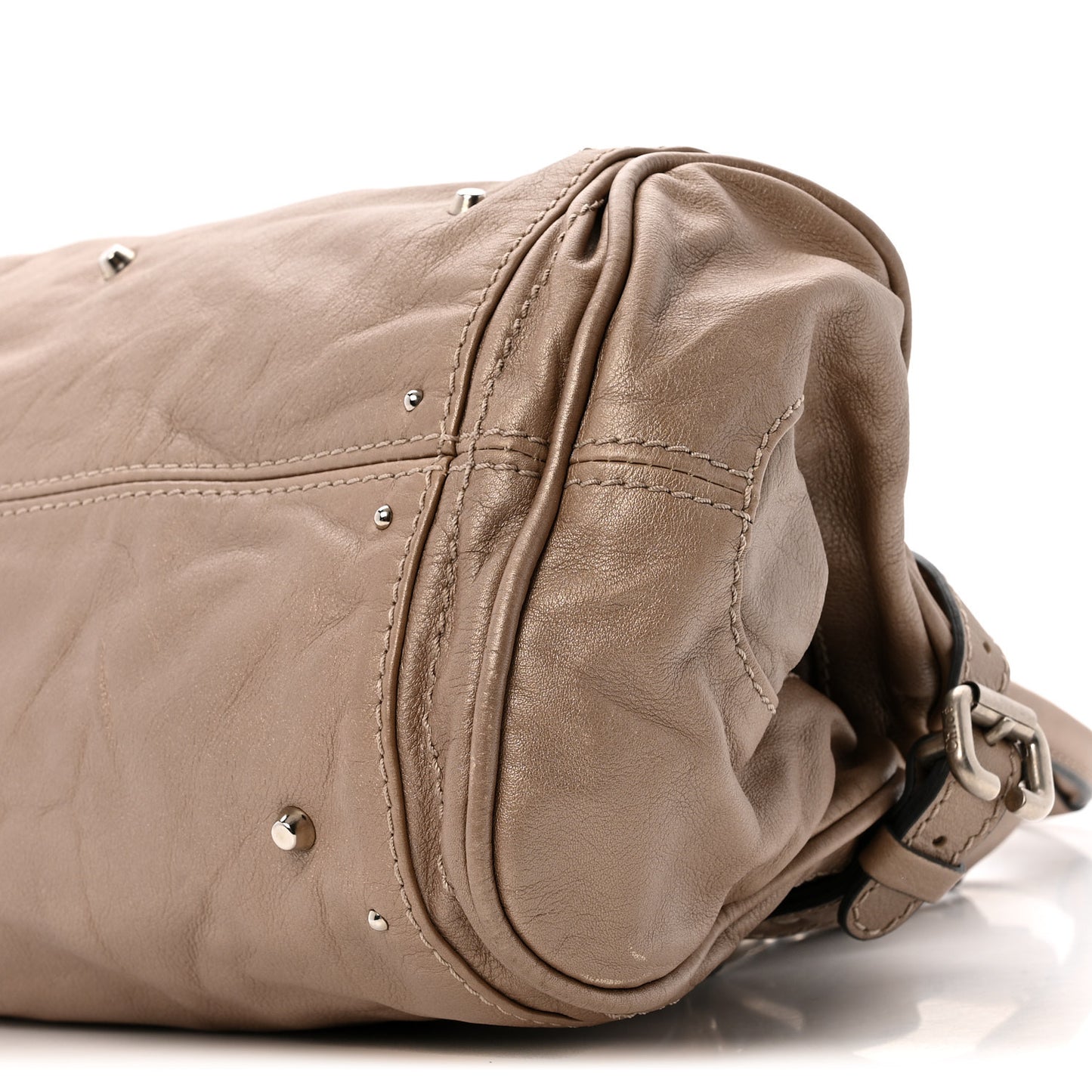 Metallic Calfskin Medium Paddington Satchel Taupe